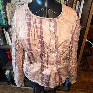 Anthropologie Marrakech tie dye L pink tan bomber  jacket